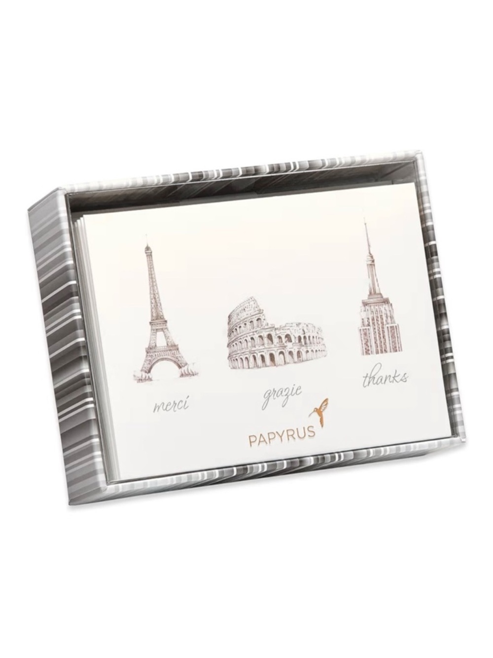 Papyrus Merci Grazie Thanks Boxed Thank You Cards 14 Count BNIB Silver Envelopes - Picture 2 of 10